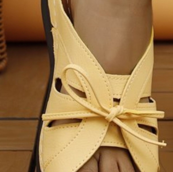 Yellow Peekaboo Open Toe Sandals - Picture 2 of 8